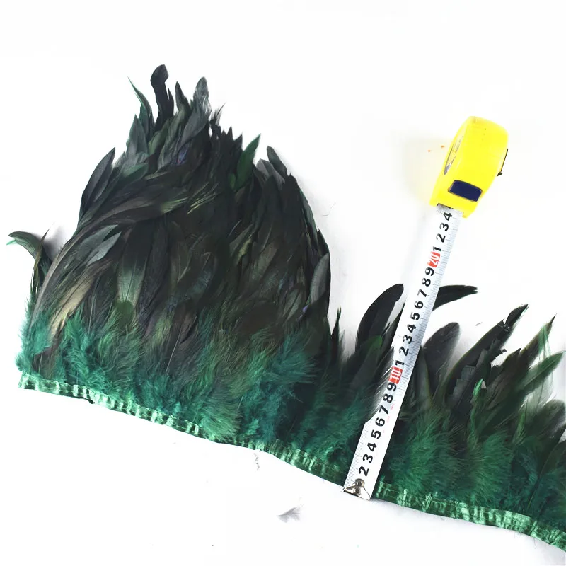 Dark Green 1 м курица с перьями из хвоста петуха планки ленты платье юбка одежда с бахромой перья фазана для рукоделия ювелирных изделий - Цвет: Dark Green