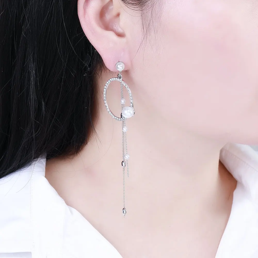 Новые модные Висячие длинные серьги HanCheng с жемчугом круглые висячие ювелирные