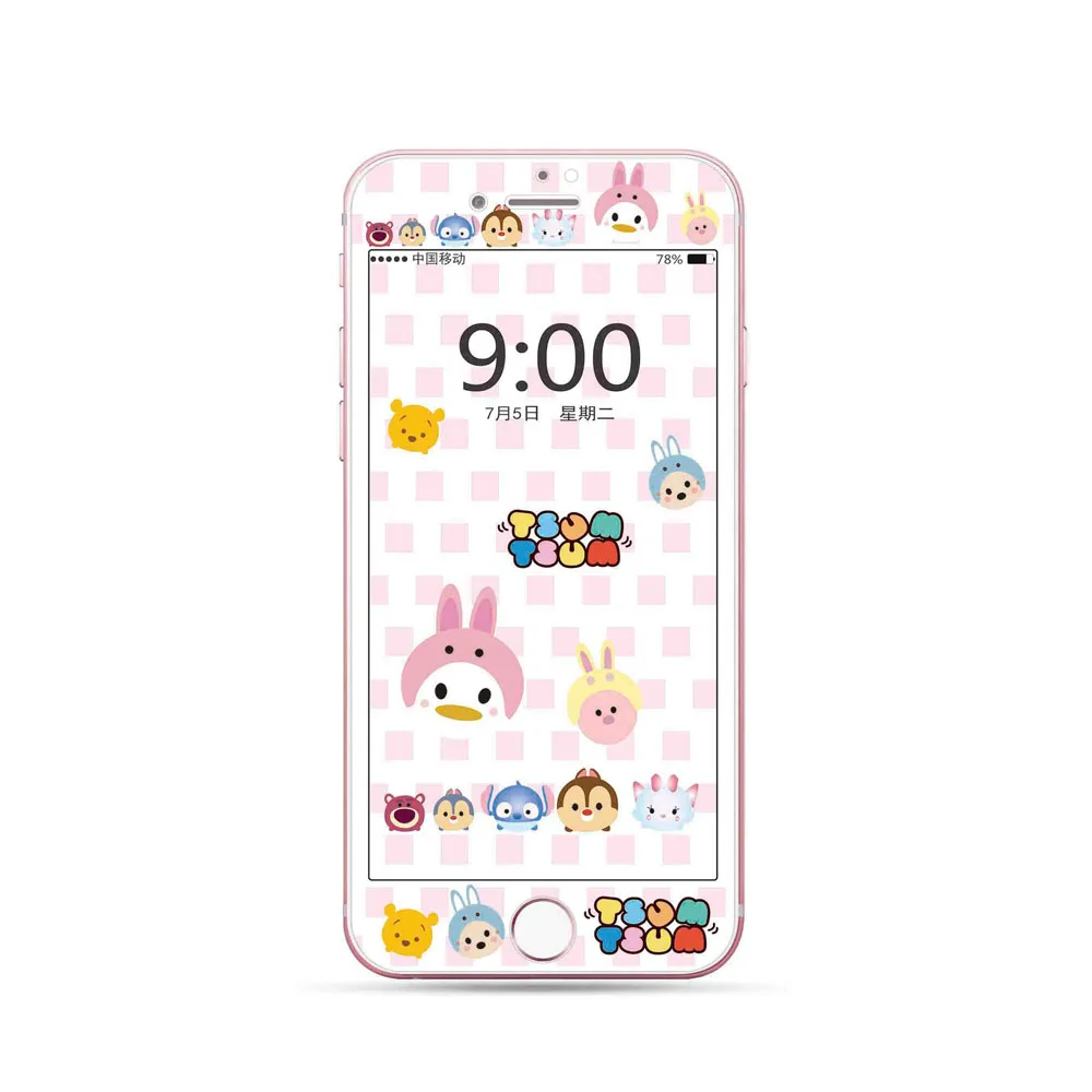 3D изогнутый край закаленное стекло протектор экрана для iPhone 7 8 Plus 6 6s Plus Anpanman мышь мультфильм милый полное покрытие стекло DI24 - Цвет: 1