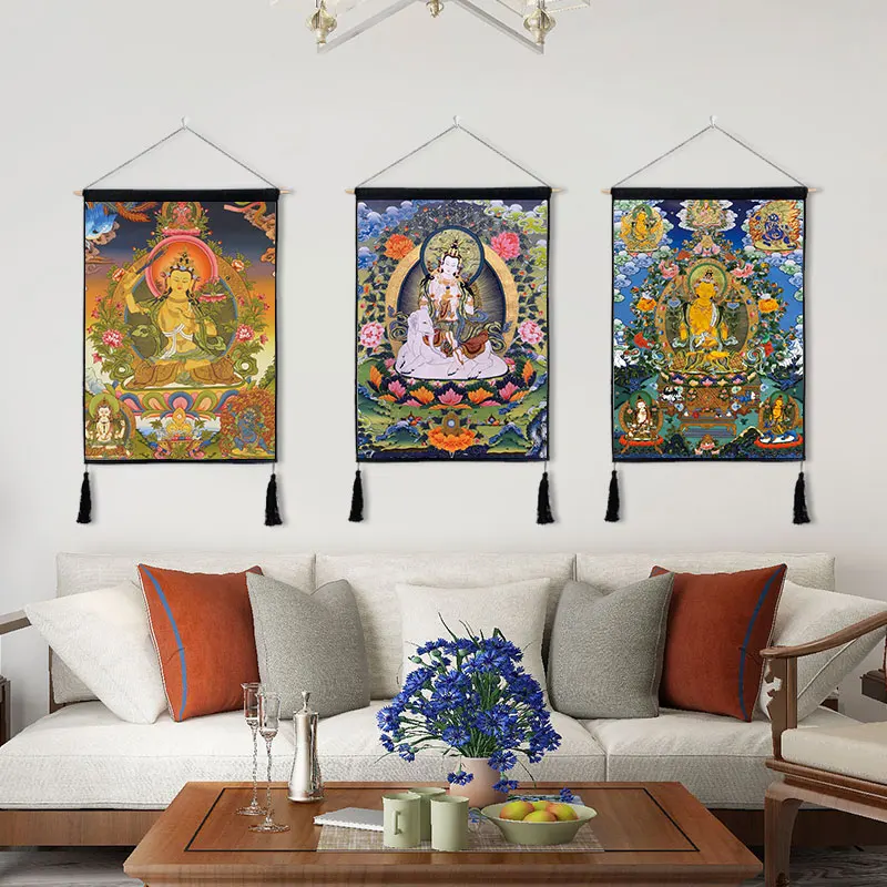 Традиционная тханка Красивая буддийская картина прокрутки домашний Декор