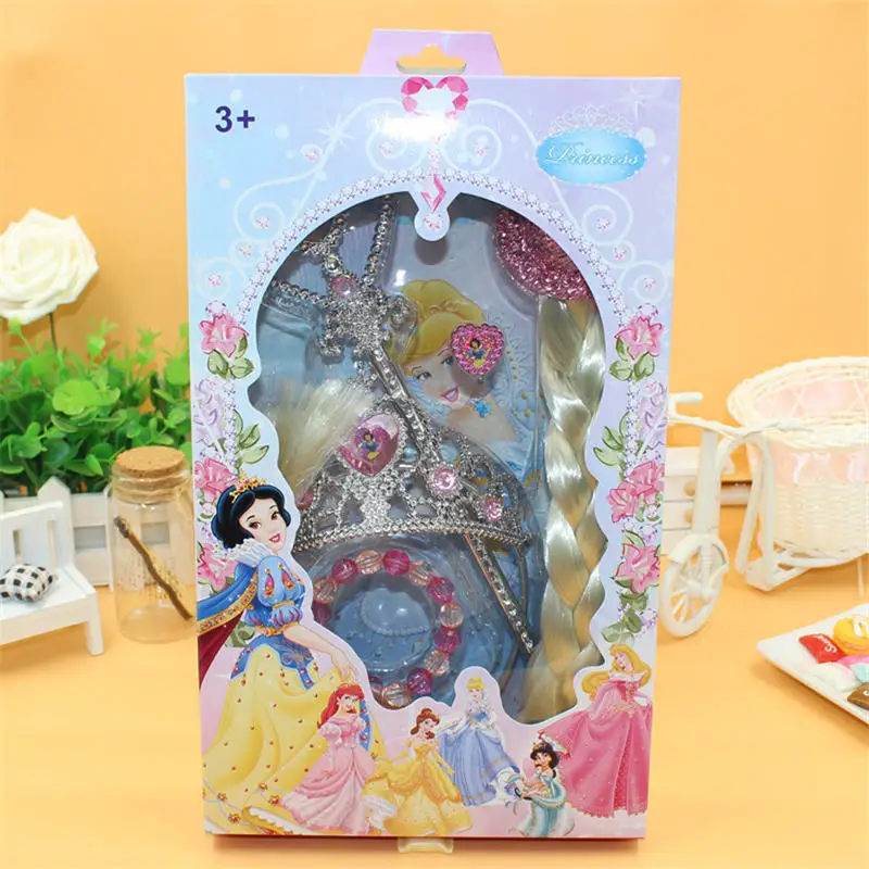 Princess 5 шт./партия, Детские кукольные аксессуары, корона, набор, ледяная корона, скипетр, Айша, парик, игрушки для принцесс, для маленьких девочек - Цвет: Princess