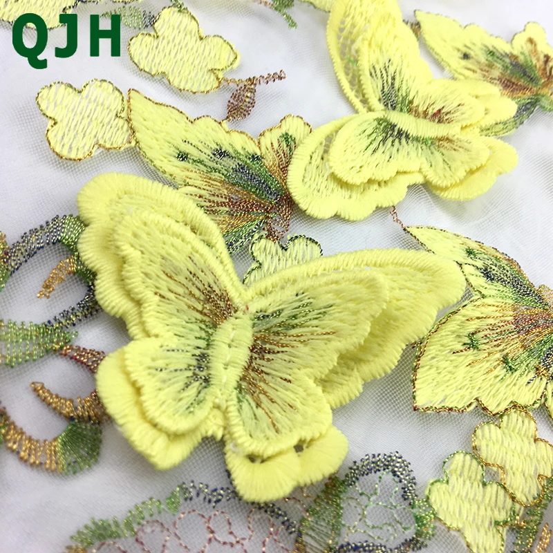 QJH 1Y Фантастическая 3D вышивка бабочки африканская Тюлевая кружевная ткань