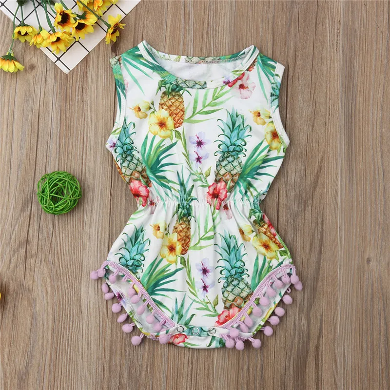 Пляжный стиль для новорожденных комбинезон без рукавов Летний хлопковый с