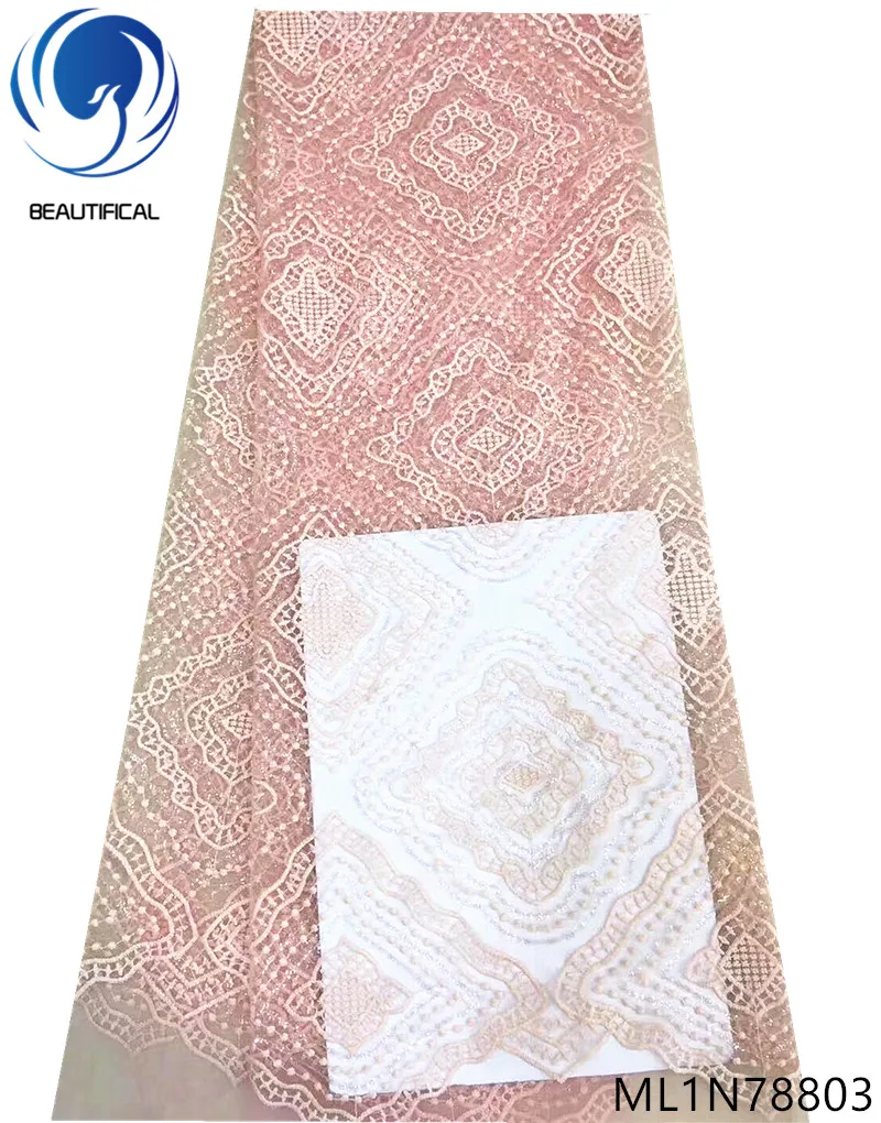 

BEAUTIFICAL nigerian french lace styles embroidery tulle dresses lace material african 5 yards net lace ML1N788