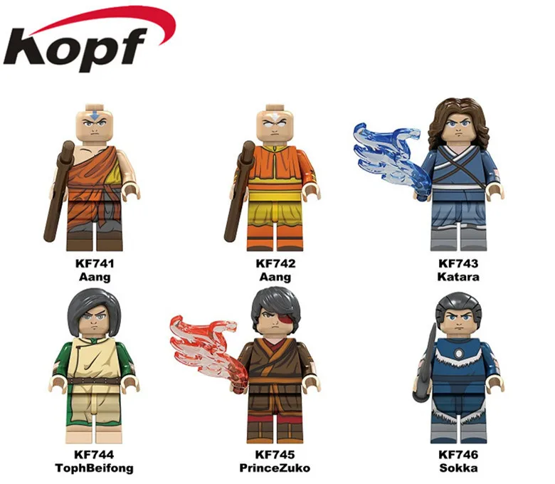 KF6070 Одиночная кирпичей Aang Katara TophBeifong Prince Zuko Sokka модель строительные блоки фигурки для обучающие игрушки для детей