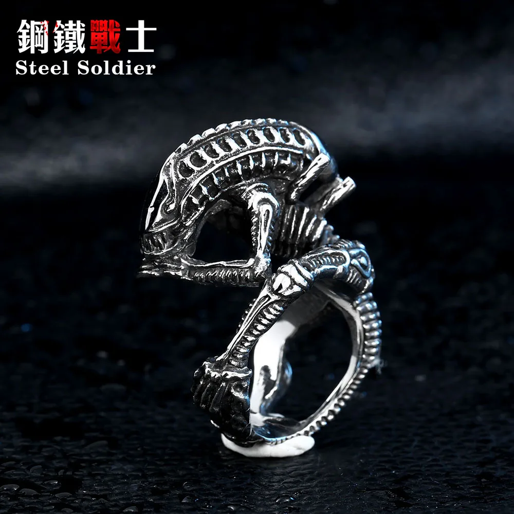 Мужское кольцо из титановой стали в стиле инопланетянин|titanium steel jewelry|steel jewelryring