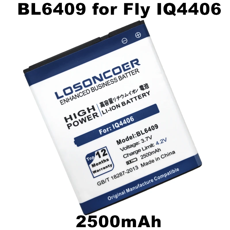 Высококачественный аккумулятор LOSONCOER BL6409 BL 2500 для Fly IQ4406 IQ 6409 4406 мАч | Мобильные