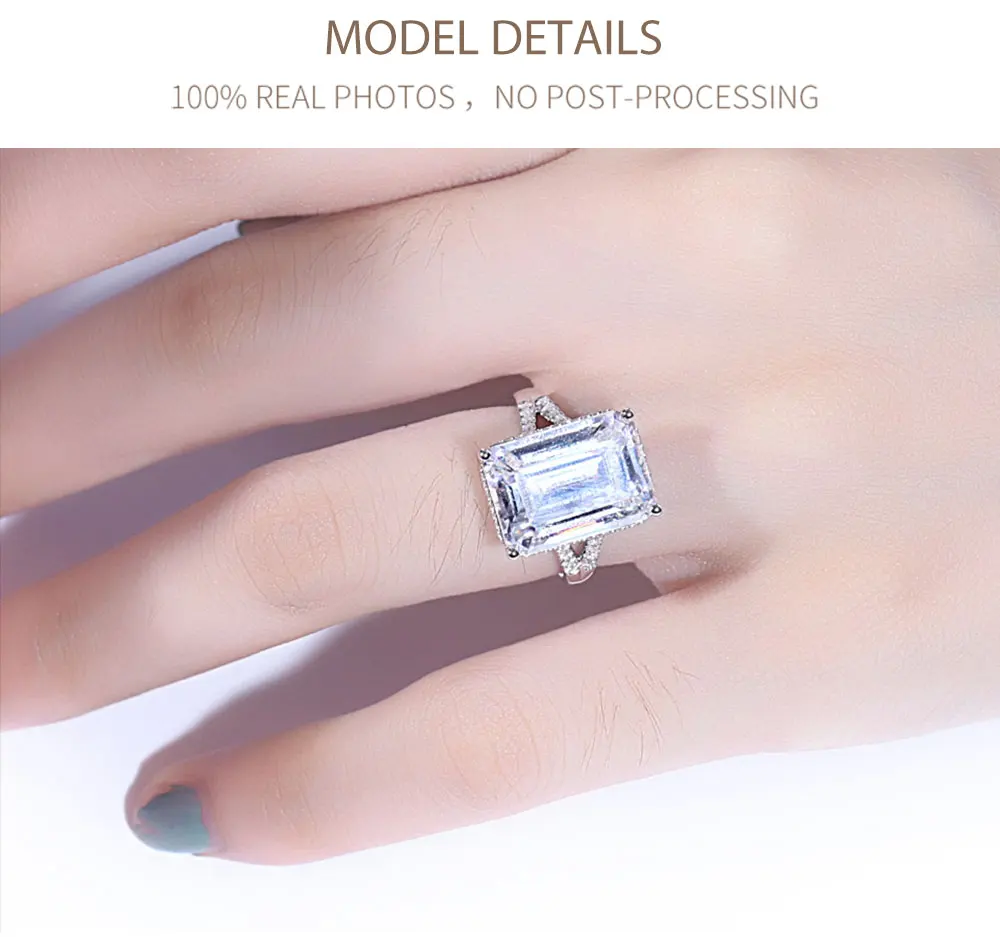 DovEggs 14 к белое золото 8ct 10*14 мм Emberld Cut F цвет Муассанит винтажное Помолвочное кольцо для женщин Повседневная одежда ювелирные изделия