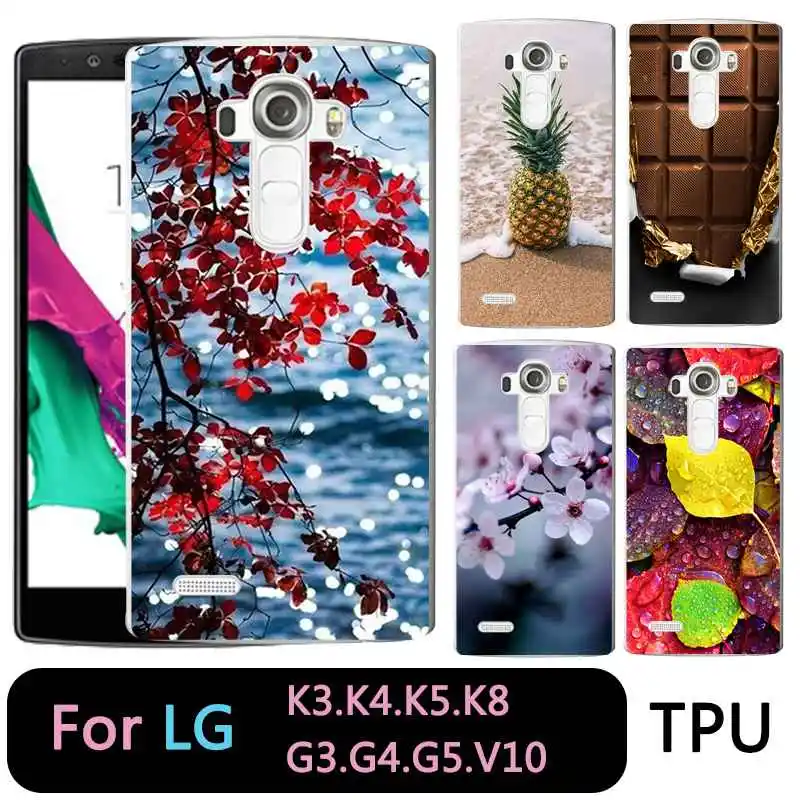 QMSWEI TPU Transparent Phone Case For LG K3 K4 K5 K8 Flora Chocolate Silicone Pineapple Printed Cover G3 G4 G5 V10 |
