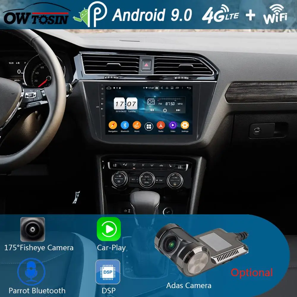 10," ips 8 ядерный 4G+ 64G Android 9,0 автомобильный dvd-плеер для Фольксваген Tiguan L gps навигация радио попугай BT DSP