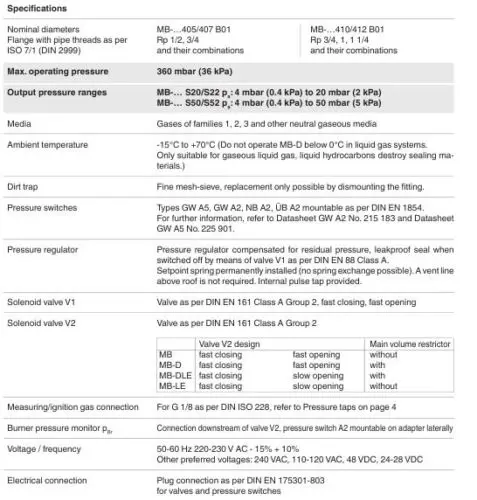 MB-DLE407B01S50 Dungs газовый мультиблок комбинированный регулятор и предохранительные запорные клапаны одноступенчатые для газовой горелки новые и оригинальные