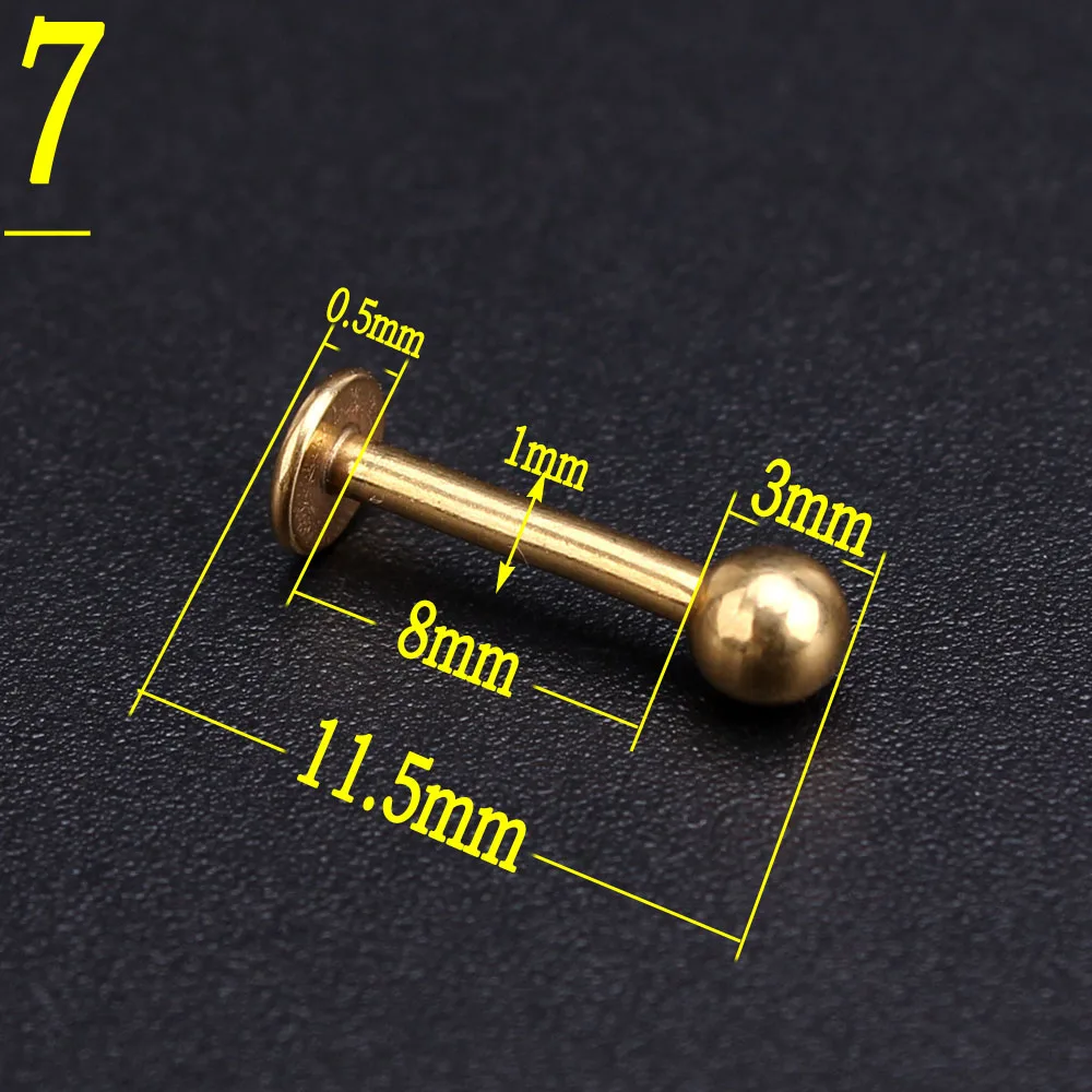 Оптовая продажа 10 шт. много золота Цвет Пирсинг из нержавеющей стали губы брови