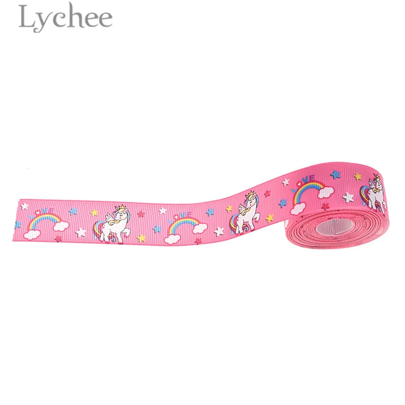 Lychee 5 ярдов единорог Радуга корсажная лента мультфильм ленты DIY Швейные материалы