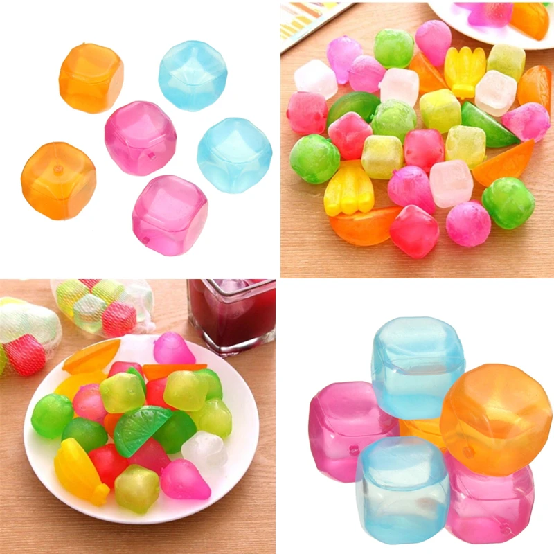 6Pcs/Sett Fruit and Square Shaped Ice Cubes LDPE Food-grade Plastic Reusable Polychrome Party Wine Cooler | Дом и сад