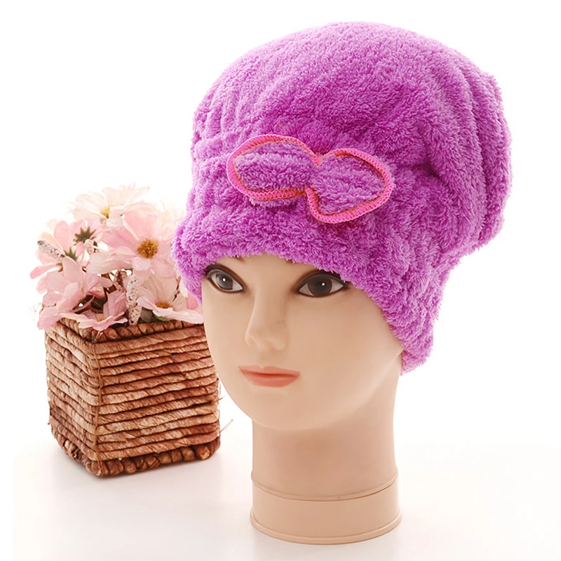 purple Женские Девушки Дамская Магия быстросохнущая Ванна сушки волос Полотенца головной убор-чалма макияж косметика, колпачок инструмент для купания - Цвет: purple