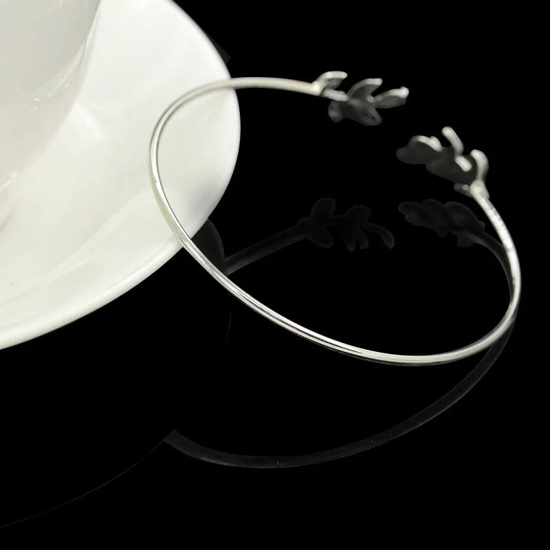 Браслеты с листьями черный серебристый золотой цвет открытые браслеты на