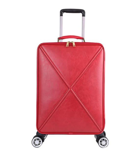 RED CARRYLOVE, женский кожаный чемодан, 1" 20" 2" дюймов, сумка для путешествий - Цвет: RED