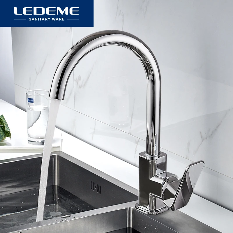 

LEDEME Смеситель для кухни высокий с гайкой латунь Цвет: хром L4033-2