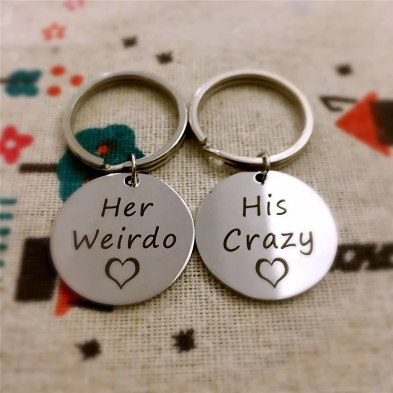 Модный брелок с выгравированными надписями надписью His Crazy Her Weirdo парные