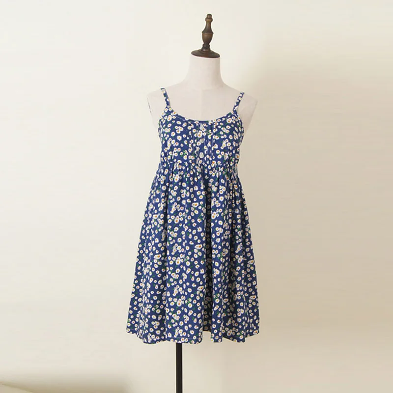 MYDC Mori Girl Summer Dress 2018 100% Cotton Vestidos Women Sweet Spaghetti Strap Casual mini Beach Floral 21-40 | Женская одежда