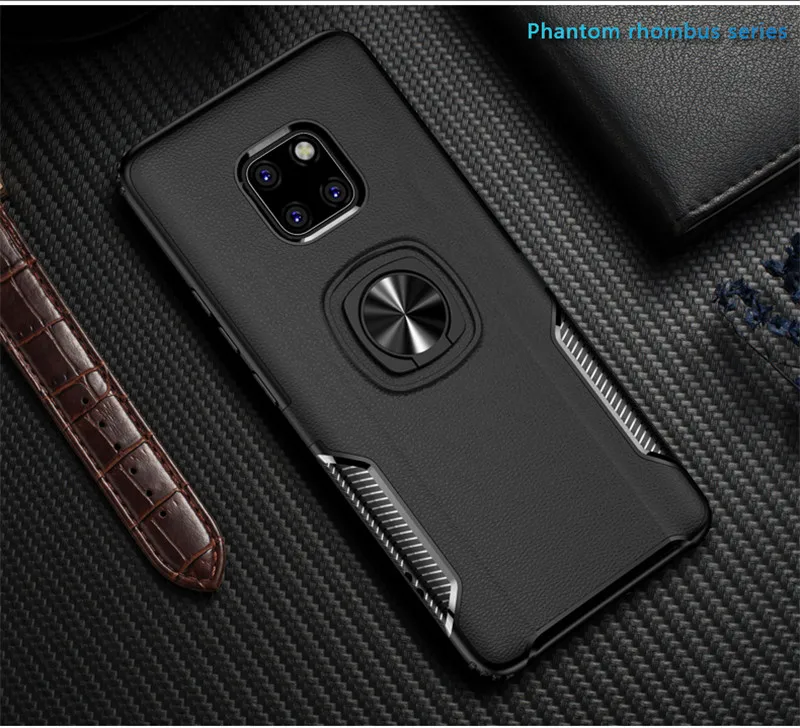 For Huawei Mate 20 Pro Case Car Magnetic Ring Holder Leather Armor Shockproof Silicone Cover 10 Lite 20X Coque Funda |