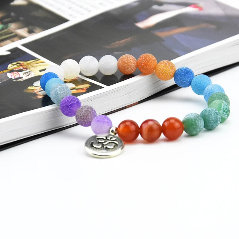 Красочные выветренные бусины ручной струны 8 мм натуральный камень семь чакр