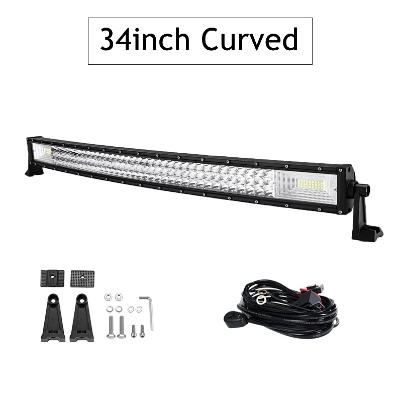 34inch Curved Oslamp 42 ''22" 3" 50" Изогнутые свет бар offroad 3-ряду Combo привело бар для toyota/пикап/Грузовик работа led light bar - Цвет: 34inch Curved