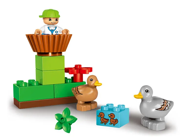 GOROCK Большой размер DIY Happy Farm Happy Zoo с животными набор Duplo блоки кирпичи развивающие детские игрушки для детей подарки на день рождения