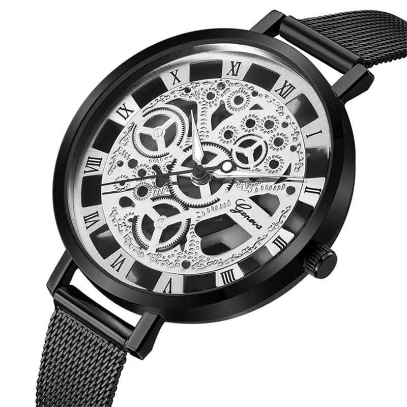 Женские часы 2018 новое модное платье Скелетон для леди ремешок из нержавеющей