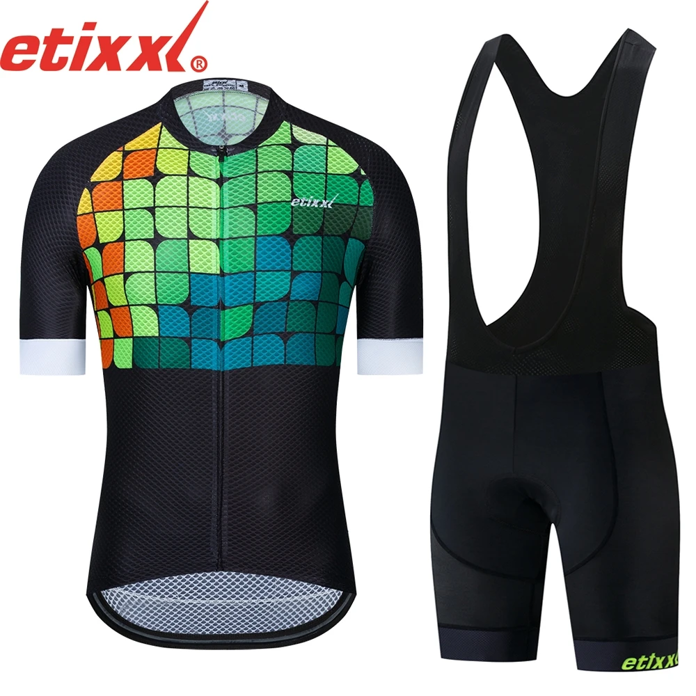 

ETIXXL 2021 Cycling Clothing Men Cycling Set Bike Clothing Breathable Anti-UV Bicycle Wear/Short Sleeve Cycling Jersey Sets