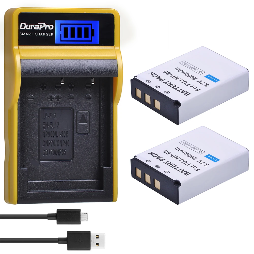 Аккумулятор DuraPro для фотоаппарата 2 шт. 2000 мАч с ЖК-дисплеем и USB-зарядкой Fujifilm FinePix