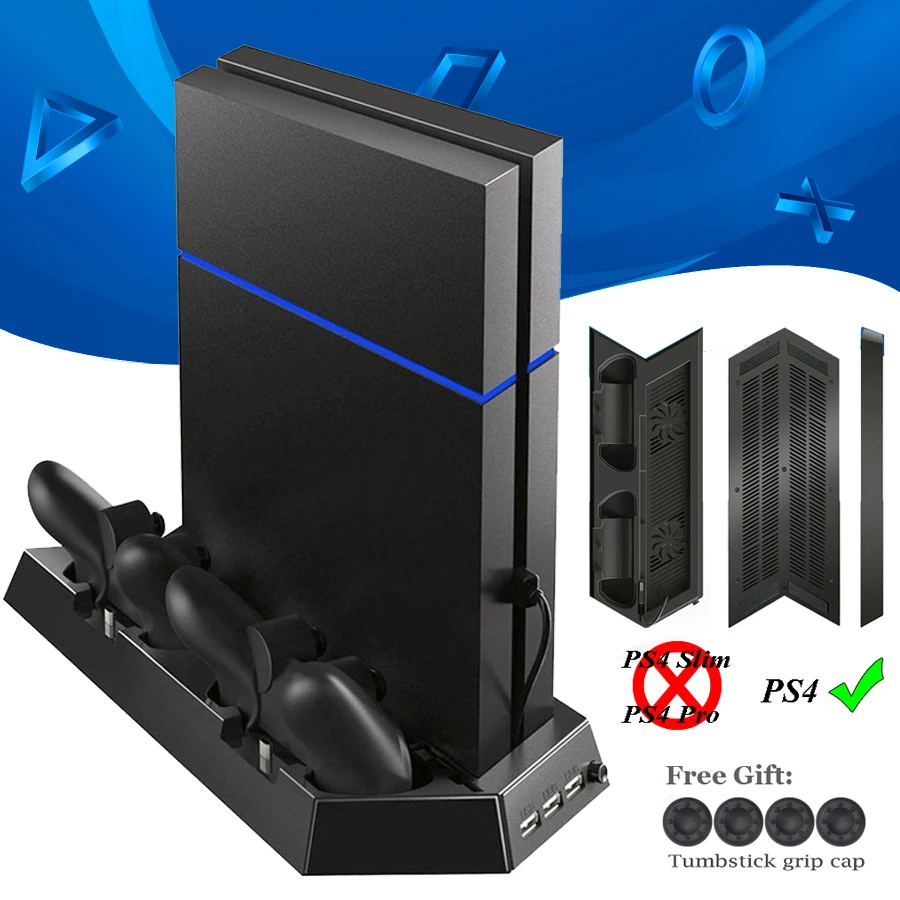 PS4 вертикальная подставка с охлаждающим вентилятором кулер двойной контроллер зарядное устройство зарядная док-станция для sony Playstation 4 PS 4 консольные аксессуары