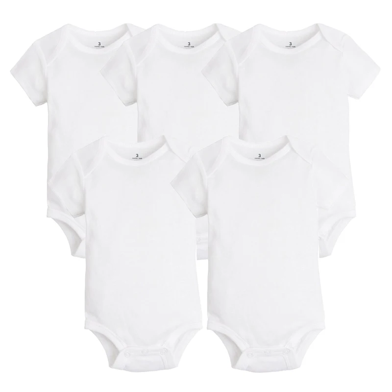 White Short Sleeve 5 шт./лот; Одежда для новорожденных; коллекция года; летняя одежда без рукавов для маленьких мальчиков и девочек; хлопок; белые детские Боди и комбинезоны - Цвет: White Short Sleeve