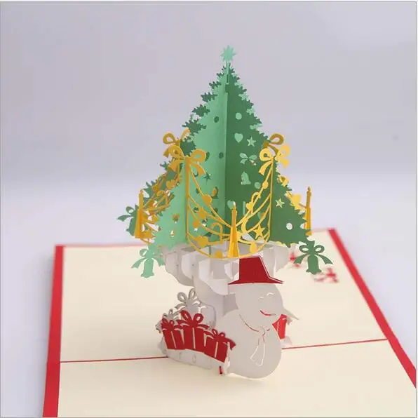 

Christmas creative three-dimensional Christmas card 3D paper carved hollow custom postcard blessing small card Christmas tree