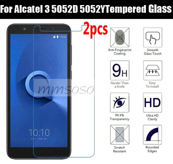 

Закаленное стекло для Alcatel 3 9H 2.5D Premium, Защитная пленка для Alcatel3 5052D 5052Y 5,5 "экран для Alcatel3, 2 шт.