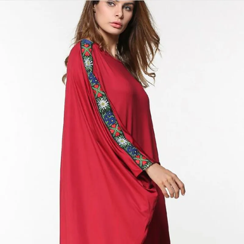 Muslim Embroidery Maxi Dress Abaya Bat sleeve Long Robe Gowns Kimono Loose Jubah Ramadan Middle East Arab Islamic Clothing QC343 | Женская