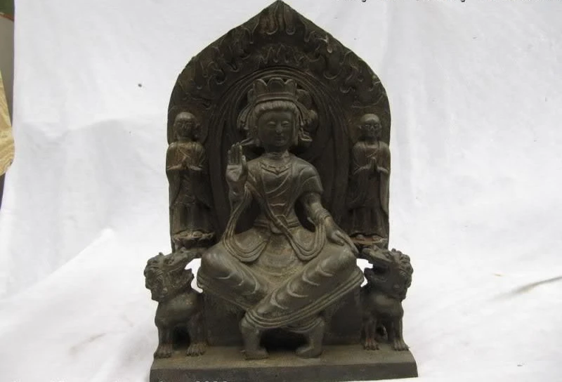 Тибет народная храм коллекция Старый Бронзовый Северная Вэй DY Kwan-Инь статуя