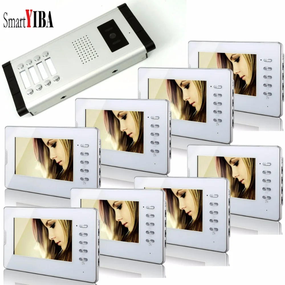 

SmartYIBA 7" 8 Units Apartment Building Video Intercom Home/House Doorphone Monitors Flatsinterphone Visual Intercom Kit