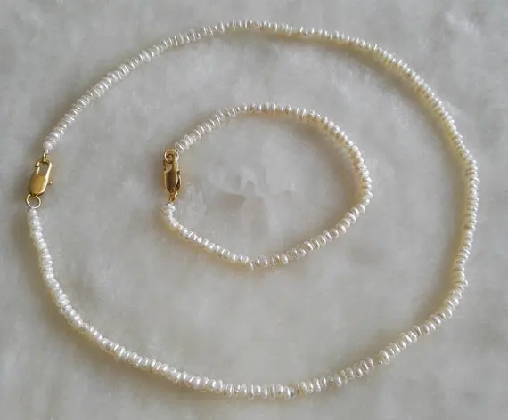 

2-3mm Tiny Pearl Jewelry Sets Necklace Bracelet Pearl Sets For Women Party Jewelry Wedding Birthday Christmas Gift