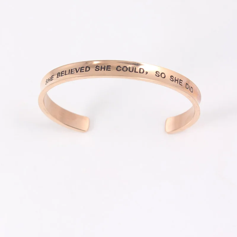 LET IT GO RoseGold 316L браслет из нержавеющей стали 7 мм положительное вдохновляющее