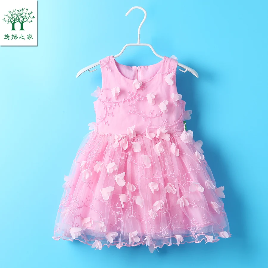 2017 New Summer Draped Baby Princess Dress Girls chiffon spring girls dress 2t 3t 4t 5t pink white sleeveless kids dresses | Детская