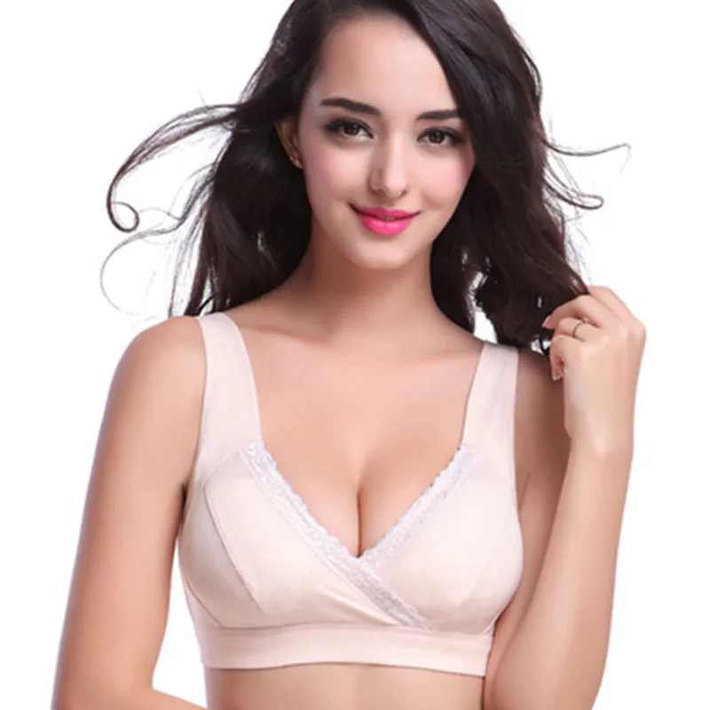 

Women Back Buckle Cotton Bra Wire Free Underwear Widened Shoulder Straps Brasieres Comfort Breast Cover Female Lace Sleeping Bra