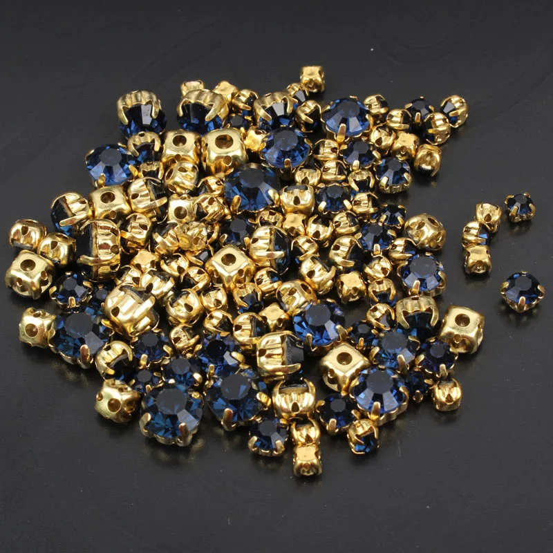 Новинка! Пришить стразы золото коготь Montana Цвет смешивания Размер 4 mm 8mm 120 шт.