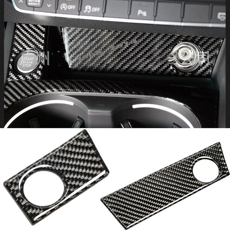 

Carbon Fiber Cigarette Lighter Panel+Engine Start Push Button Trim for Audi A4