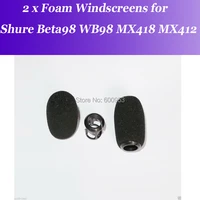 2x black foam windscreens for shure mx412 mx418 wb98 beta98 microphone mic free shipping