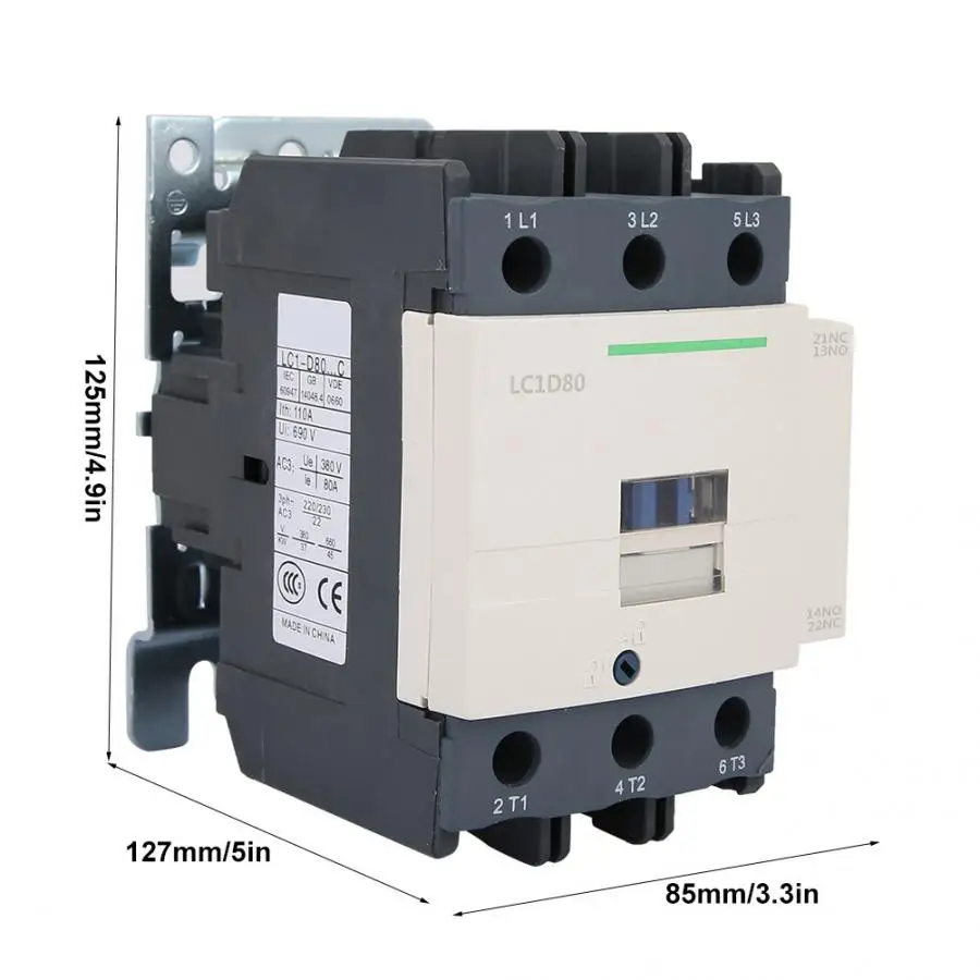 LC1D80 Новый электрический 50/60Hz 3 полюса катушка контактор переменного тока 220V 80A