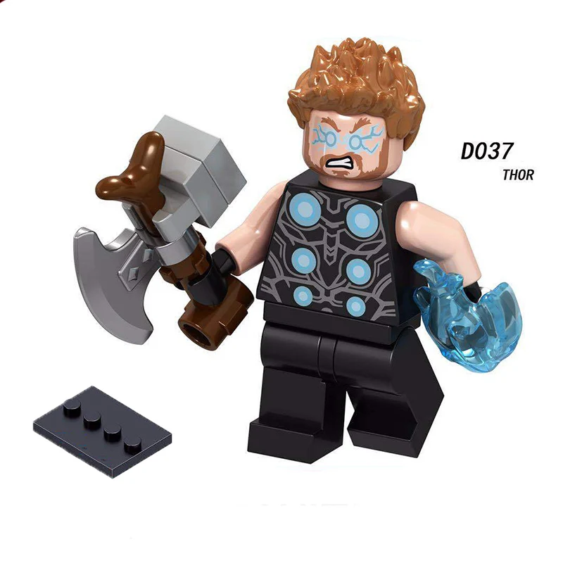 D037 Танос капитан с принтами "Marvel", "Мстители", 4 завершающей блок Железный человек "Халк", "Человек-паук" Капитан Америка строительные блоки, игрушки для детей - Цвет: D037