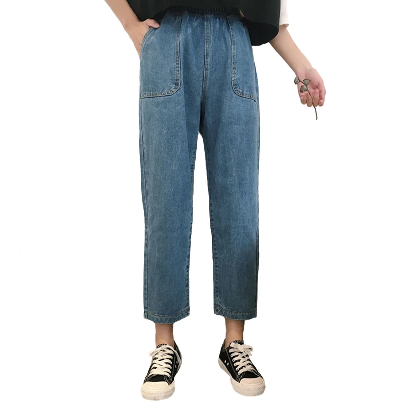 Прямые винтажные женские джинсы хараюку с большим карманом брюки Слаксы для
