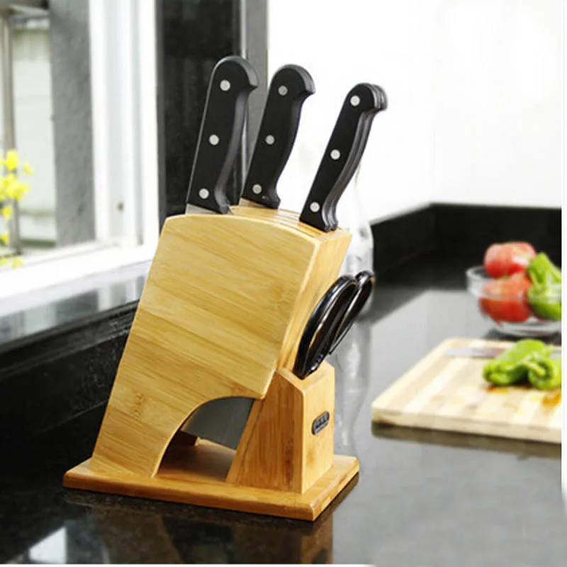 Новинка модный многофункциональный бамбуковый держатель для ножей Креативные