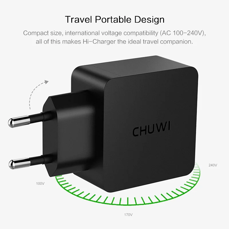 Chuwi дорожное настенное зарядное устройство Быстрая зарядка QC 3,0 USB зарядное устройство адаптер ЕС вилка универсальный для планшетных ПК